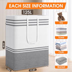 2 Pack Large Home Laundry Basket, Laundry Hamper, Freestanding Waterproof Dirty Clothes Bag, Tall Clothes Hamper - Extended & Reinforced Handles for College Dorm, Family (Light Grey/125L) - size: 2 x 125L