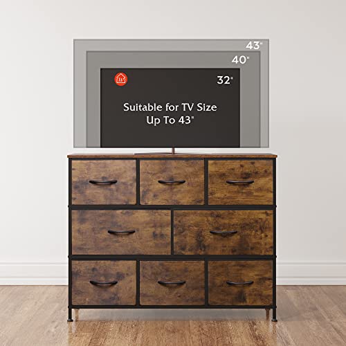 WLIVE 8 Drawer Dresser for Bedroom, Fabric Dresser with Large Storage Drawer Unit for Entryway, Chest of Drawers for Living Room, Rustic Brown - color: Rustic Brown, style: Large 8 Drawers