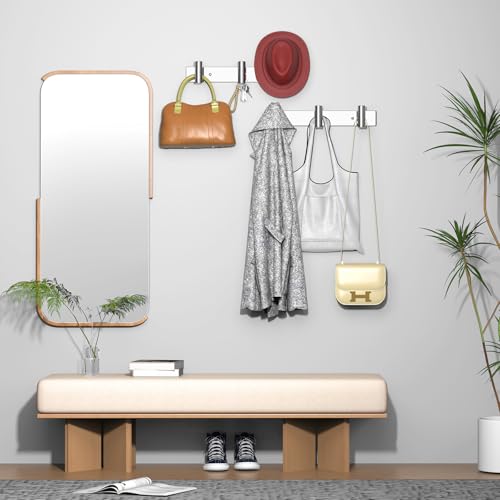 VAEHOLD Hat and Coat Wall Mount Rack - Hooks for Robes, Bags, Keys, and Towels - Bathroom Towel Hanger Organizer (Polished Chrome, “T“ Shape 3 Hooks 2 Pack) - color: Polished Chrome, size: “T“ Shape 3 Hooks 2 Pack