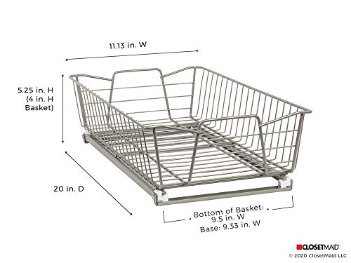 ClosetMaid 11 in. Pull Out Cabinet Organizer, Heavy Duty, Slide Out Pantry Shelves Drawers for Kitchen, Bathroom, Nickel - color: Nickel, size: 11-Inch One Tier