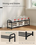 SONGMICS Expandable Shoe Rack, Adjustable Shoe Organizer Storage Shelf, Sturdy and Heavy-Duty, for Closet, Entryway, Living Room, 2-Tier, Ink Black ULMR026BD01 - size: 2 Tiers (11.9"H)