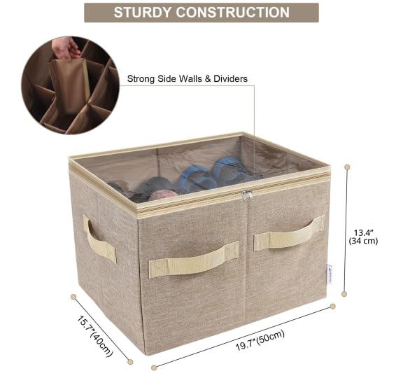 Moteph Shoe Organizer for Closet - Shoe Storage Organizer for Closet Organization with Clear Cover & Adjustable Dividers, Shoe Rack & Basket - (Light Brown, Medium - 16 Pairs) - color: Light Brown, size: Medium - 16 Pairs