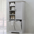Merax Cabinet with Tilt-Out Laundry Hamper Basket, Tall Bathroom Storage Organizer Linen with Open Shelf for Home, Freestanding, Gray - color: Grey