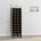 Prepac Elegant Brown Shoe Storage Cabinet, Space-Saving Solution with Cubbies for 36 Pairs, 13"D x 23.5" W x 72.5" H