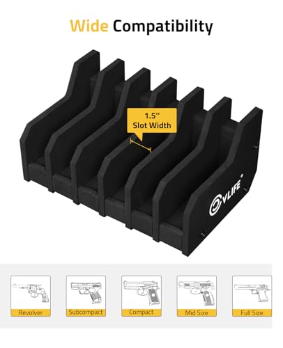 CVLIFE Foam Pistol Rack for Gun Safe Shelf Pistol Holder Gun Safe Cabinet Accessories Handgun Rack Pistol Stand for Storage - size: 6 Slots