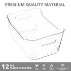 Tiawudi 12 Pack Plastic Storage Bins, Multi-Use Organizer Bins, Pantry Organizer, Clear Storage Containers for Home, Kitchen, Office, Cabinet, Shelf and Fridge Organization