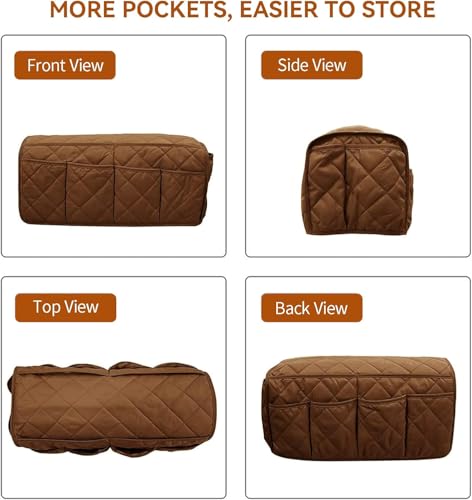 MEHIDFY Armchair Caddy Remote Control Holder for Couch Recliner Armrest Organizer Non Slip Couch Arm Covers for Sofa with 14 Pockets Storage for Magazine, Tablet, Phone, iPad (Brown 2pcs) - color: Brown 2pcs