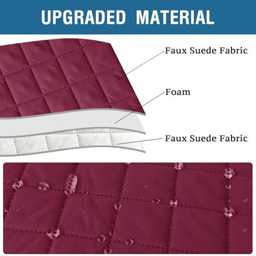 2 Pack Water Resistant Armrest Covers for Chairs and Sofas Couch Arm Covers for Sofa with 3 Pockets for Phone Sofa Arm Protector for Pets, Cats (Wine Red) - color: Wine Red