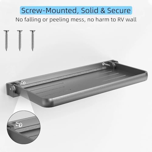 RV Aluminum Foldable Shelf - Wall-Mounted Folding RV Shelves - Compact Camper Trailer Accessories & Space-Saver 12.2x5.5 Inch - size: 1 Pack