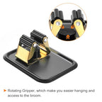 uxcell 4pcs Mop Broom Holder Wall Mount, 304 Stainless Steel Mop Broom Organizer Storage Rack, Self Adhesive Broom Hanger for Bathroom, Laundry Room, Black - color: Black