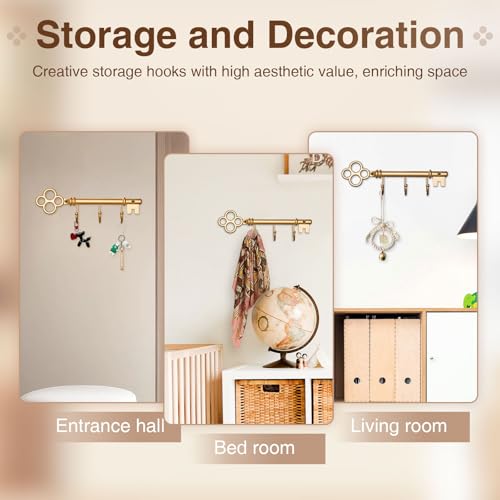 Classic Wall Mounted Key Holder Hook Rack, Vintage Key Rack for Entryway (Gold) - color: Gold