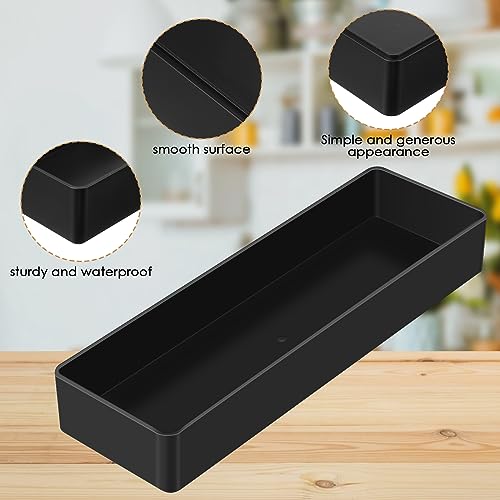 Teling Large Rectangular Desk Organizer Set, Half Accessory Tray, Plastic Tabletop Organizer for Office, Home, or Study, Dimensions: 9.45 x 2.95 x 1.38 Inches(4 Pcs,Black) - color: black