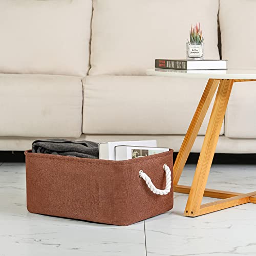 TheWarmHome Decorative Basket Rectangular Fabric Storage Bin Organizer Basket with Handles for Clothes Storage (Brown, Large-1Pack,15L*10.5W*8H) - color: Brown, size: Large - 15Lx10.5Wx8H