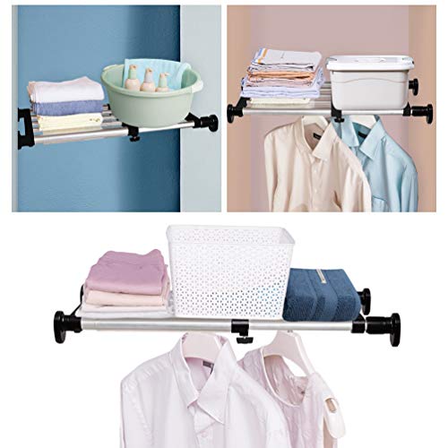 BAOYOUNI Expandable Closet Shelf Tension Rod Clothes Hanger Storage Rack Adjustable DIY Shelving Unit Cabinet Kitchen Bathroom Divider Separator Organizer, Black - color: Black, 1pc (5-bar Telescopic), size: Recommended Use Length: (19.69-31.5) IN