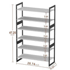 6-Tier Shoe Rack Organizer, Zero-Wobble Metal Frame with Screw-Fastened Joints, 11.8" Deep Heel-Friendly Non-Woven Shelves, Stackable Shoe Storage for Closet & Entryway - size: 6-Tier