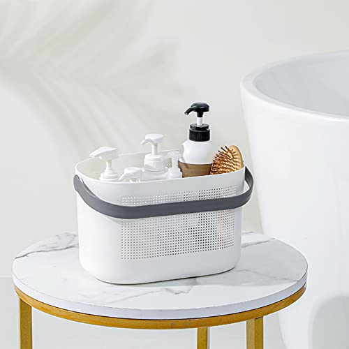 UUJOLY Plastic Storage Baskets with Handles, Shower Caddy Shelf Organizers Basket for Bathroom, Kitchen, Dorm Room, Grey, 2 Pack - color: Grey, size: 2 Pack