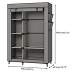 Calmootey Portable Closet Organizers, Clothing Storage, Wardrobe with 6 Shelves and Hanging Rod, Non-Woven Fabric Cover with 4 Side Pockets, Grey - color: Grey