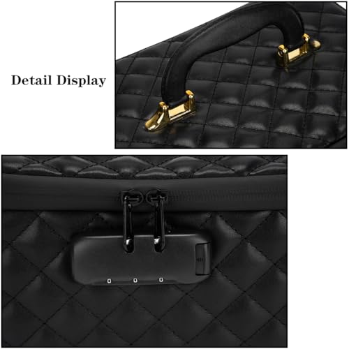 KaAutoler Portable makeup box with Lock, Large Capacity Travel Makeup Case Organizer, Makeup Bags for Girls Traveling With Handle and Divider Makeup Bag (Black) - color: Black