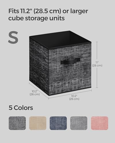 SONGMICS Storage Cubes, 10.2 x 10.2 x 11 Inches Non-Woven Fabric Bins with Double Handles, Set of 8, Closet Organizers for Shelves, Foldable, for Clothes, Ink Black UROB826B01 - color: Ink Black, size: 8 Pack (10.2"L x 10.2"W x 11"H)