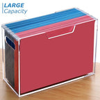 DINGHUO Legal Size File Organizer, Acrylic Protable Hanging File Organizer with Handles, Clear Storage File Folder Holder Filing Box Crate for Desk, School, Office Supplies - 1 Pack - size: Legal