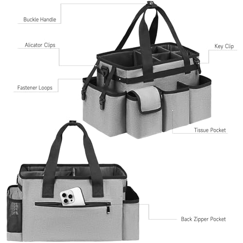 Cleaning Caddy,Cleaning Bag for Housekeepers,Cleaning Supplies Organizer with Handle,Gray - color: Grey, size: Medium