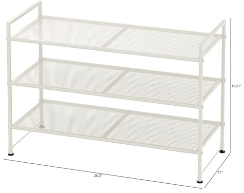 Simple Houseware 3-Tier Stackable Mesh Shoe Rack, White - color: White, style: Mesh Panel