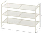 Simple Houseware 3-Tier Stackable Mesh Shoe Rack, White - color: White, style: Mesh Panel