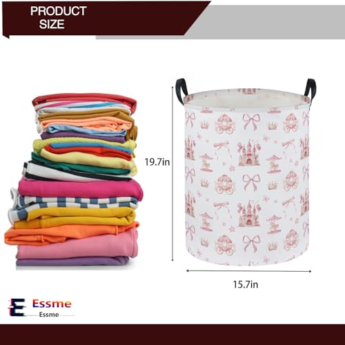 Essme Kids Laundry Basket,Castle Hamper Waterproof Storage Bin for Girls, Pink Hamper,Gift Baskets(Castle) - color: Castle