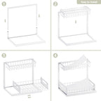 VUSIGN Under Kitchen Sink Organizer 2 Tier, Pull Out Bathroom Sink Organizers and Storage, Cabinet Kitchen Bathroom Storage Organization Shelf, 1 Pack White