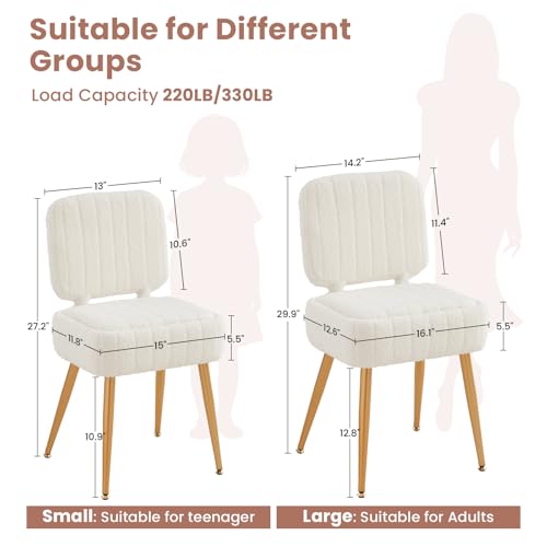 Updated Vanity Chair, Storage Ottoman with Folding Back & Gold-Toned Metal Legs, Ottoman Seat with Teddy Velvet for Dressing Room Living Room Bedroom, 15" x 12" Inch - color: White, size: 15" x 12"
