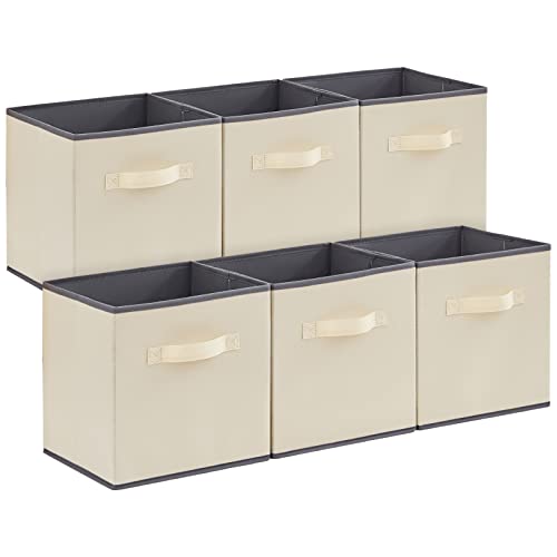 Lifewit Storage Cubes, Foldable Decorative Fabric Storage Baskets for Organizing Home Organizers with Handles for Shelves, Closet, 11 Inch Bins, 18L Beige, 6 Packs - color: Beige, size: 6pcs-11INCH