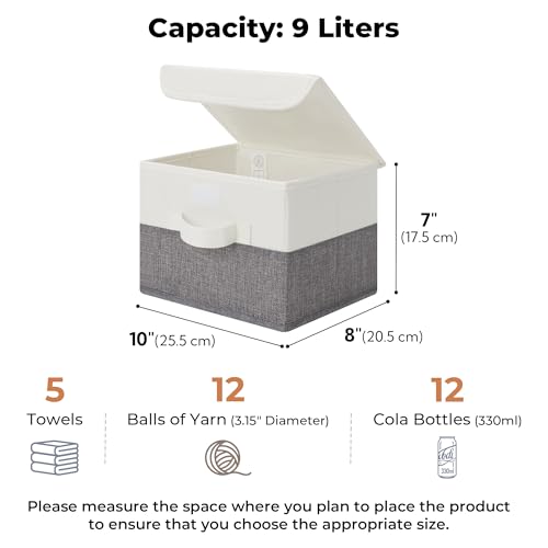 GRANNY SAYS Small Storage Bins with Lids, Small Storage Boxes, Shelf Baskets for Shelf, Collapsible Storage Bins for Living Room, Bedroom, 10x8x7 Inch, White/Gray, 2-Pack - color: White/Gray, size: Small-2 Pack
