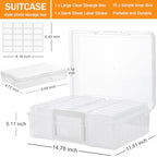 ALINK Photo Storage Box with Handle, 4" x 6" Photo Case Craft Keeper Organizer Container with 16 Inner Case and Label for Pictures, Arts, Crafts, Sewing, Stickers, Office Supplies - Clear - color: Clear