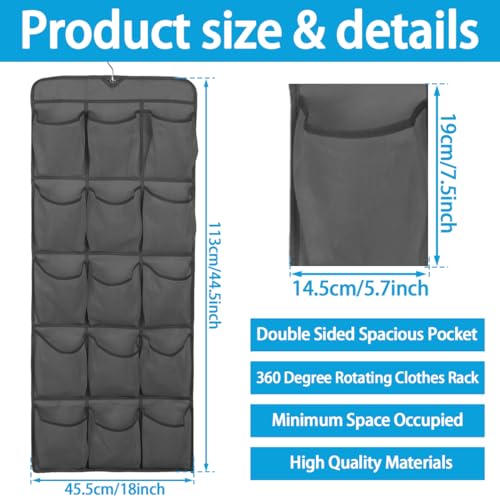 2Pcs 30 Large Pockets Dual Sided Hanging Shoe Organizer for Closet Shoe Storage Shelves with 360 Rotating Hanger Space Saving Storage Bag Hanging Shoe Rack for Bedroom Laundry Room,Black - color: Black 2PCS