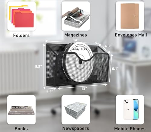 JANE EYRE Magnetic File Holder - 3PCS File Paper Mail Organizer No Drilling Magazine Paper Document Holder/Magnetic Hanging File Organizer for File Cabinets, Office, Whiteboard, BLACK - color: BLACK