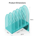 5-Section Desk File Organizer, Metal Mesh Folder Organizer for Documents, Mail & Office Papers (Blue) - color: Blue