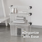 Superio 7.4 Quart Clear Plastic Storage Bin with Lid, Non-Toxic, BPA Free, Odor Free, Organizer Storage Box, Stackable Plastic Tote for Home, Garage, School, and Office - size: 7.4 Quart