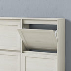 Shoe Storage Cabinet with 4 Flip Drawers, Freestanding Legs for Entryway, Slim Off White - size: 4 Flip Door