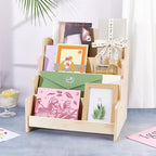 Greeting Card Display Stand 4 Tier Acrylic Sticker Display Holder 12x10x13 Inch Wood Sticker Organizer Rack Desktop Wooden Multi-layer Storage Rack Retail Counter Displays Holder
