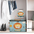 Custom Storage Basket with Name, Personalized Storage Bins with Zipper Lid, Foldable Fabric Storage Box Large capacity with Handle Flower Lion - color: Option 10
