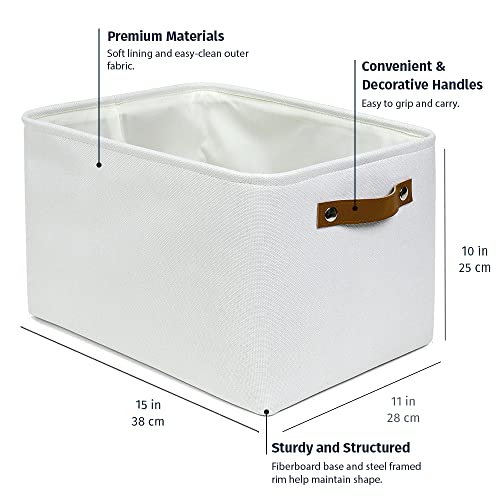 OrganiHaus Large Fabric Storage Baskets for Shelves 3 Pack, 15x11in Closet Storage Bins, Canvas Storage Bin for Organizing, Cloth Baskets, Linen Closet Organizers, Off-White - color: Full Off-White, size: Large - 3pc