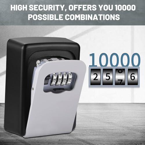Key Lock Box for Outside - Sturdy and Durable Lock Box for House,5 Key Capacity Lockbox for Keys Outdoor,Waterproof Emergency Spare Lockbox with Resettable Code for Home,Garage,Airbnb(2 Pack, Grey) - color: Gray