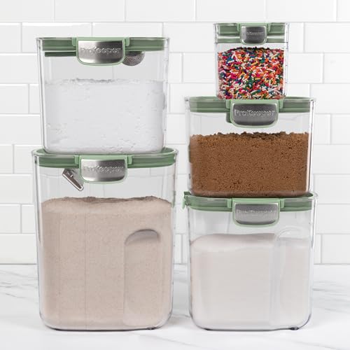 ProKeeper+ Airtight Food Storage Container Set – Clear Plastic Flour and Sugar Canister Set with Magnetic Accessories for Kitchen Organization (Pistachio, 9-Piece) - color: Pistachio, size: 9-Piece