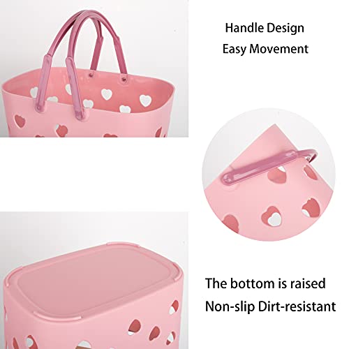 Anyoifax Portable Shower Caddy Tote Plastic Storage Basket with Handle Box Organizer Bin for Bathroom, Pantry, Kitchen, College Dorm, Garage - Pink - color: Pink, size: 1 Pack