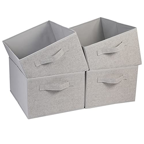 BOMKEE Collapsible Sorage Bins, Storage Cubes Baskets Collapsible Fabric Storage Boxes with Handles for Home and Office (Set of 4, Grey, 15.4 x 11.4 x 7.91inch) - color: Grey, size: 15.4x11.4x7.9inch