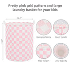 Large Foldable Laundry Basket Organizer Holder portable tall collapsible laundry hamper nusery Storage Basket Bin with Handles (Waterproof Lining, Pink Racing Flag) - color: Pink racing flag