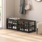 Furinno 14038DBR/BK TST No Tools 3-Tier Wide Shoe Storage Rack, Dark Brown/Black 47 Inch - color: Dark Brown/Black, size: 3-Tier (47.2"W)