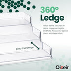 Oizeir Clear Spice Rack (4-Pack) – 3-Tier Acrylic Organizer for Cabinet – Deep Spice Shelf – 10.4 x 9.6 x 4 Inches – Holds Seasoning and Condiments - size: 4-Pack