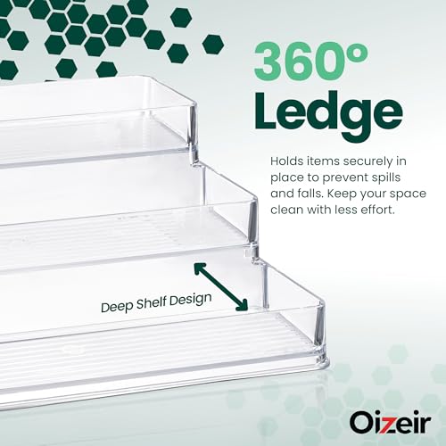 Oizeir Clear Spice Rack (4-Pack) – 3-Tier Acrylic Organizer for Cabinet – Deep Spice Shelf – 10.4 x 9.6 x 4 Inches – Holds Seasoning and Condiments - size: 4-Pack