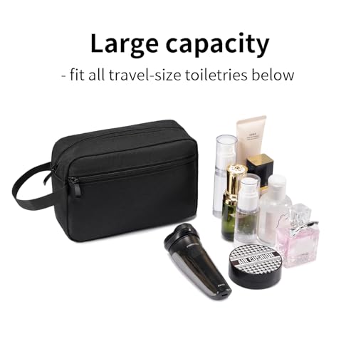 Travel Toiletry Bag, Small Cosmetic Bag, Hanging Water-Resistant Organizer for Men & Women, Ideal for Makeup, Shaving Kit, Gym Essentials & Travel Accessories (Black) - color: Black